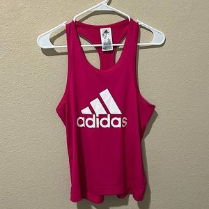 Adidas Athletic Mesh Razor Back Tank in Dark Pink w/White Logo Size XS